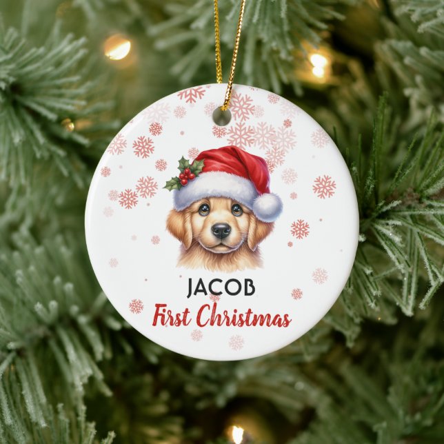 First Christmas cute Golden retrieve baby Ornament (Tree)