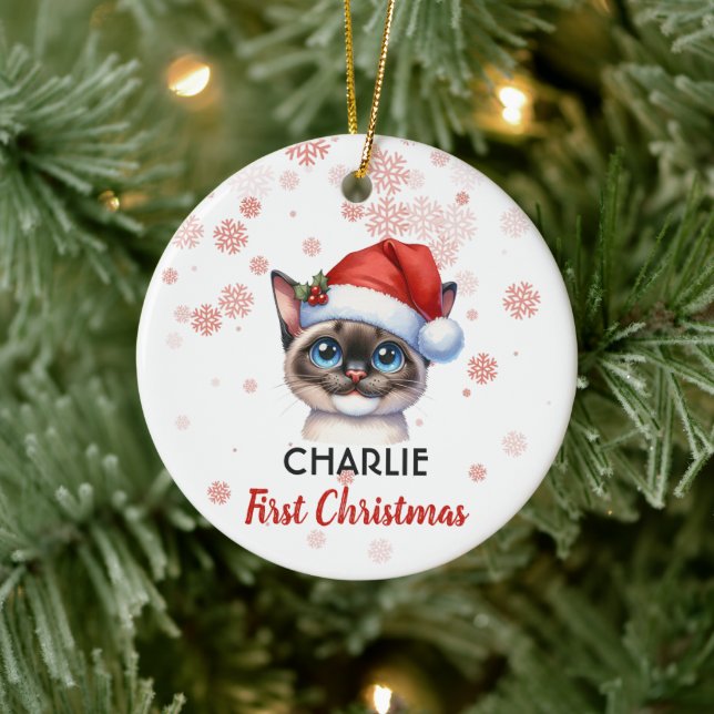 First Christmas cute Siamese cat baby Ornament (Tree)
