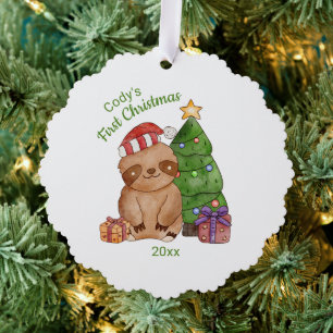 First Christmas Cute Sloth Tree Decoration Card