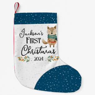 First Christmas Cute Woodland Animal Small Christmas Stocking