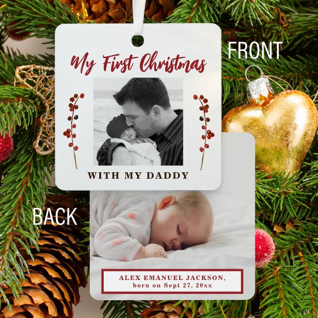 First Christmas dad and baby 2 photo Metal Tree Decoration (Creator Uploaded)