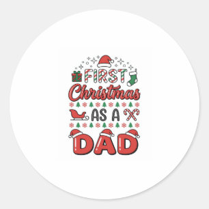First Christmas Dad Holiday Classic Round Sticker