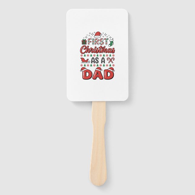First Christmas Dad Holiday Hand Fan (Front)