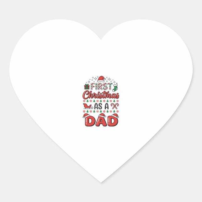 First Christmas Dad Holiday Heart Sticker (Front)