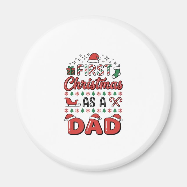 First Christmas Dad Holiday Magnet (Front)