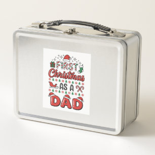 First Christmas Dad Holiday Metal Lunch Box