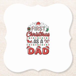 First Christmas Dad Holiday Paper Coaster