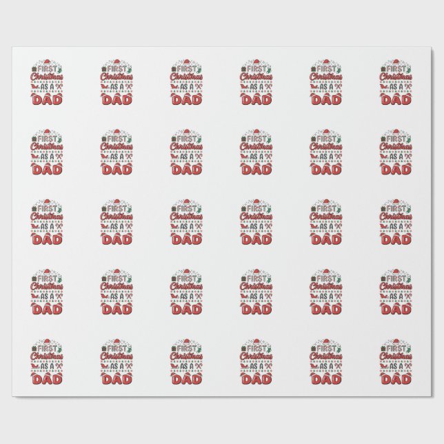 First Christmas Dad Holiday Wrapping Paper (Flat)