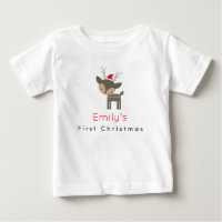 First Christmas Deer In A Red Santa Hat Custom