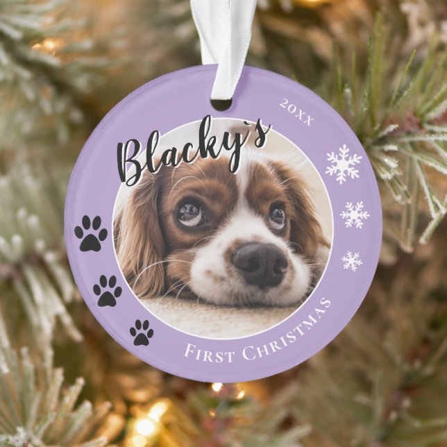 First Christmas Dog Name Photo Ornament (Tree)