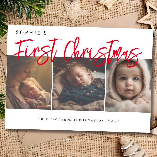 First Christmas elegant baby custom photo Holiday Card (Creator Uploaded)