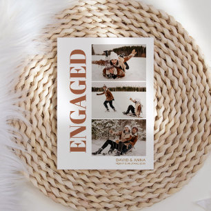 First Christmas Engaged 3 Photo Modern Holiday Card