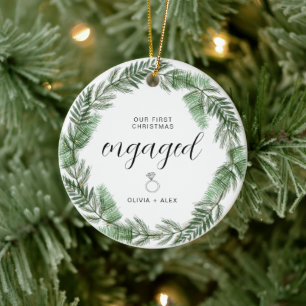 First Christmas Engaged Christmas Gift For Couples Ceramic Tree Decoration