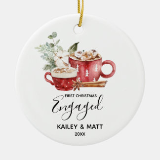 First Christmas Engaged Couple Ceramic Ornament