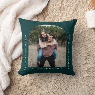 First Christmas Engaged Couples Photo Arch Cushion