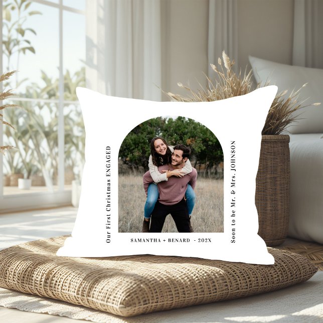 First Christmas Engaged Couples Photo Arch Cushion (Creator Uploaded)
