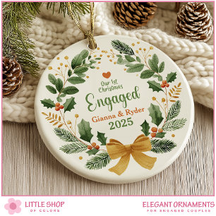First Christmas Engaged Customisable Photo Ceramic Tree Decoration
