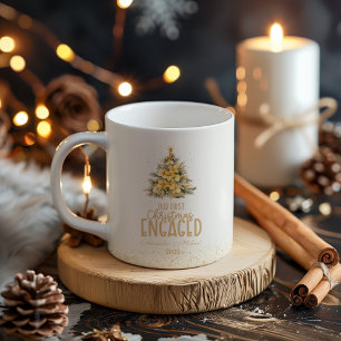 First Christmas Engaged gold photo Coffee Mug