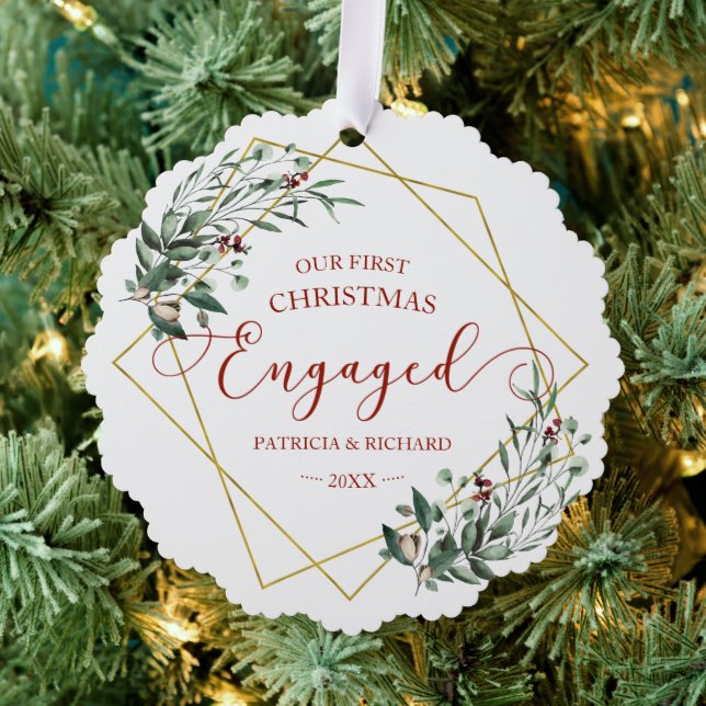 First Christmas Engaged Greenery Card (Insitu (Tree))