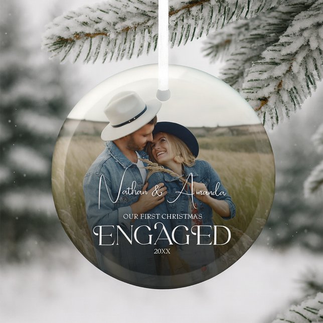 First Christmas Engaged Keepsake Glass Tree Decoration (Creator Uploaded)