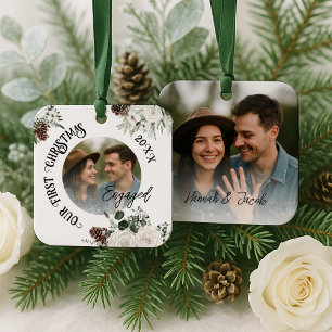 First Christmas Engaged Metal Tree Decoration