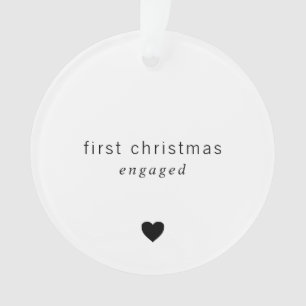 First Christmas Engaged Minimalist Heart Photo Ornament