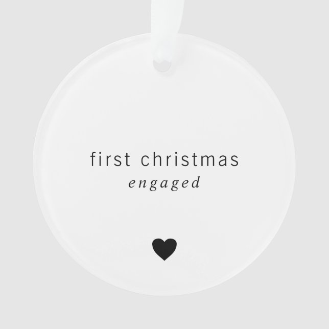First Christmas Engaged Minimalist Heart Photo Ornament (Front)