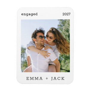 First Christmas Engaged Modern Minimalist Photo Magnet