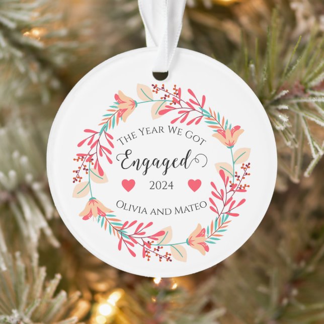 First Christmas Engaged Personalised 2024 Ornament (Tree)