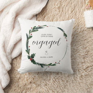 First Christmas Engaged Personalised Couple Gift Cushion