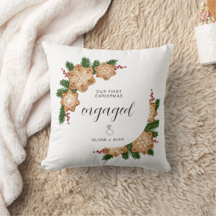 First Christmas Engaged Personalised Couple Gift Cushion