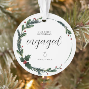 First Christmas Engaged Personalised Couple Gift  Ornament