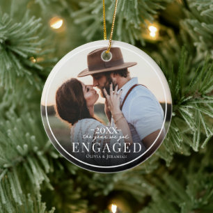 First Christmas Engaged Photo Ceramic Tree Decoration