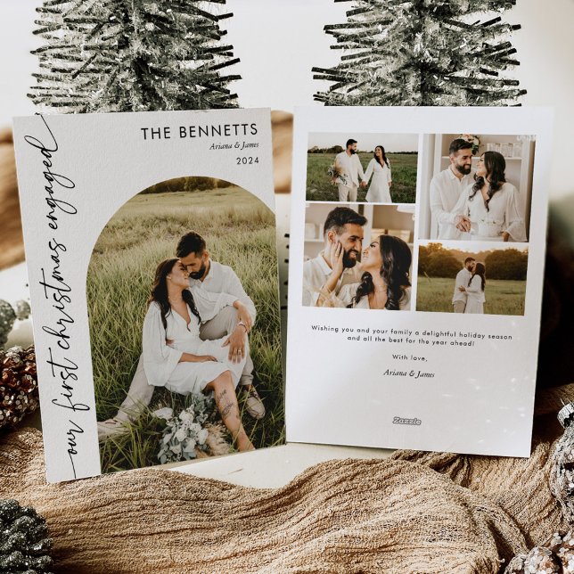 First Christmas Engaged Photo Christmas Holiday Card (Creator Uploaded)