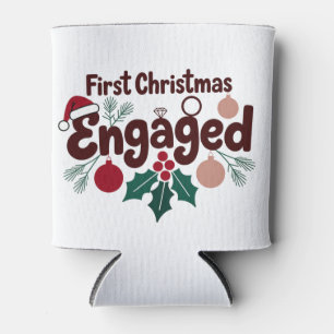 First Christmas Engaged Romantic Holiday Couples Can Cooler