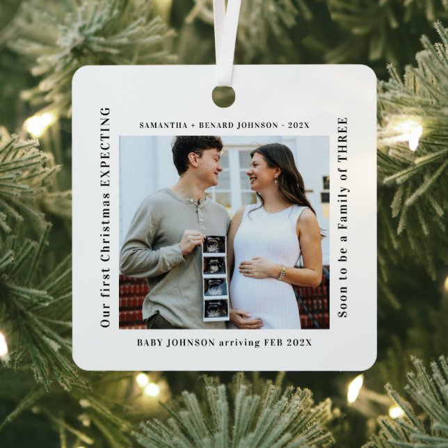 First Christmas Expecting Pregnancy Announcement Metal Tree Decoration (Insitu)