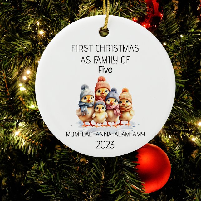 First Christmas Family of Five Chicks Ceramic Tree Decoration (Creator Uploaded)