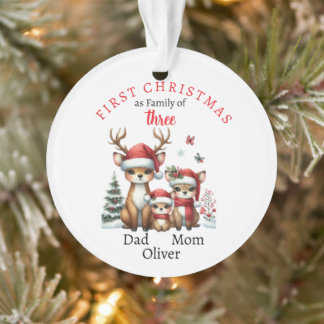 First Christmas family of three Keepsake Photo Ornament