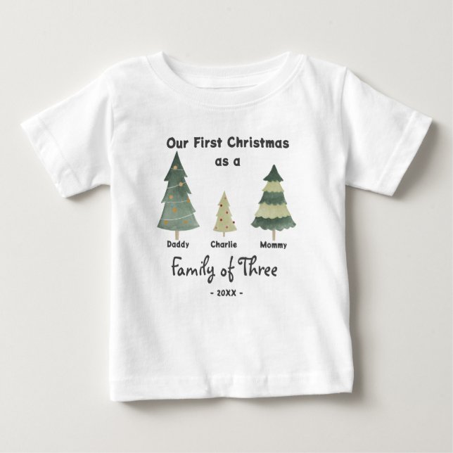 First Christmas Family of Three t-shirt Baby (Front)