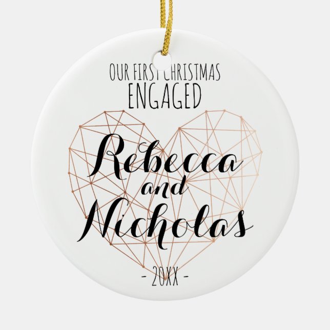 First Christmas geometric heart rose ornament (Front)