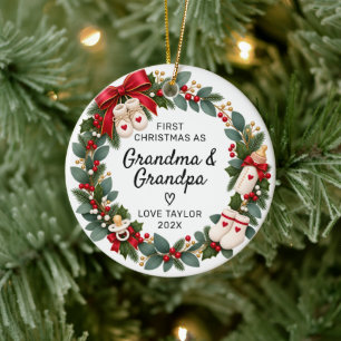 First Christmas Gift for New Grandparents Ceramic Tree Decoration