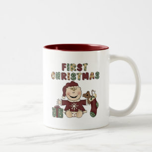 First Christmas Girl Tshirts and Gifts Two-Tone Coffee Mug