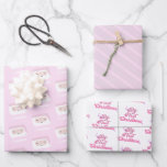 First Christmas Girls Pink Custom  Wrapping Paper Sheet<br><div class="desc">These adorable wrapping papers are perfect for your daughter’s first Christmas. With pink Santa,  pink  stripes and a fun “ my first Christmas” design these papers are so festive! Add your child’s name using the personalisation feature.</div>