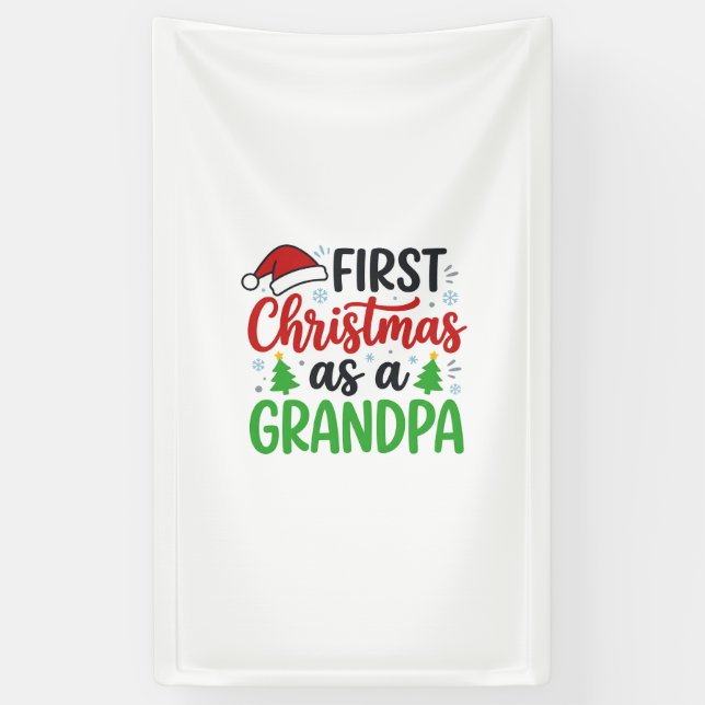 First Christmas Grandpa Santa Hat Banner (Vertical)