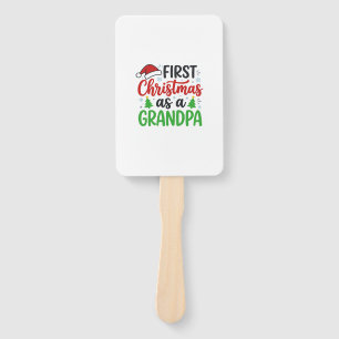 First Christmas Grandpa Santa Hat Hand Fan