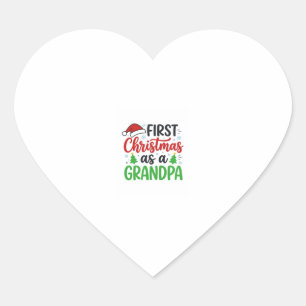First Christmas Grandpa Santa Hat Heart Sticker