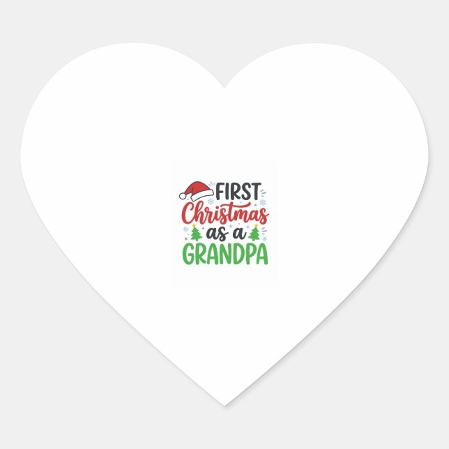 First Christmas Grandpa Santa Hat Heart Sticker (Front)