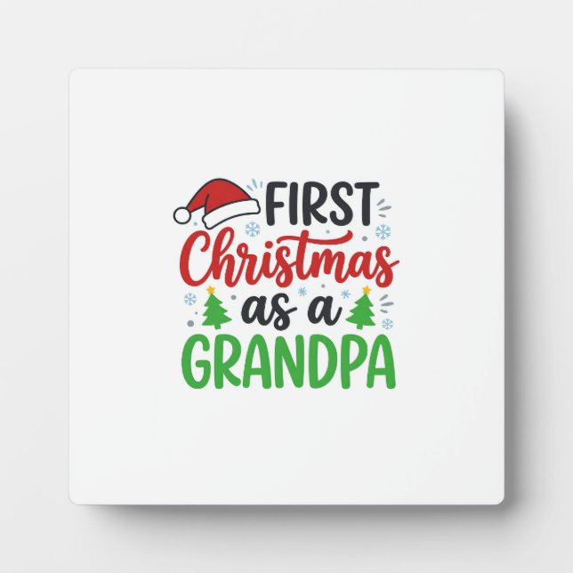 First Christmas Grandpa Santa Hat Plaque (Front)