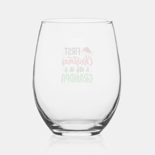 First Christmas Grandpa Santa Hat Stemless Wine Glass