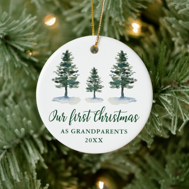 First Christmas Grandparents Calligraphy Pines Ceramic Tree Decoration (Tree)